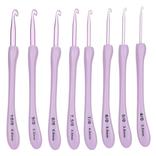 Tunisian Crochet Hooks Set, Deep Purple Ergonomic Handles with Size Marks, Multiple Hook Sizes for Sweaters Scarves and Blankets, Smooth Lightweight Grip - color: dark