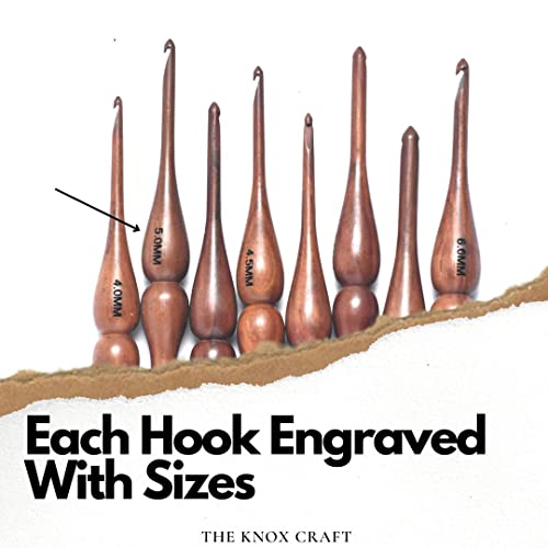 THE KNOX CRAFT Wooden Crochet Hook Set with Holder – Ergonomic Crochet Hooks for Beginners, Crochet Needle Kit & Organizer Stand for Yarn and Knitting Projects (Set of 7 with Hooks Holder) - size: Set of 7 Hooks with Hooks Holder