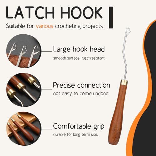 Giwrmu Latch Hook Tool, Small Bent Latch Hooks, Rug Hook (Type 2) | Wooden Bent Latch Hooks, Crochet Needle for Crochet Rug, Micro Braids, Hair Extension, Carpet Crafts - color: Type 2, size: Small Bent Hook