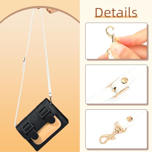 RAYNAG Leather Crossbody Strap Replacement, Adjustable Purse Strap, Handbag Shoulder Strap Replacement with Gold Hardware, White - color: White With Gold Hardware