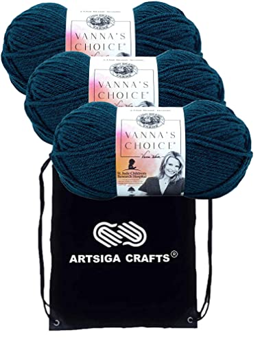 Lion Brand Yarn Vanna'S Choice 860-116 Orion Blue | 3 Skeins, Same Dye Lot, Project Bag, CYC #4 Worsted, 100% Acrylic, Ideal for Crochet, Knitting Blankets, Hats, Scarves - color: 860-116-Orion Blue