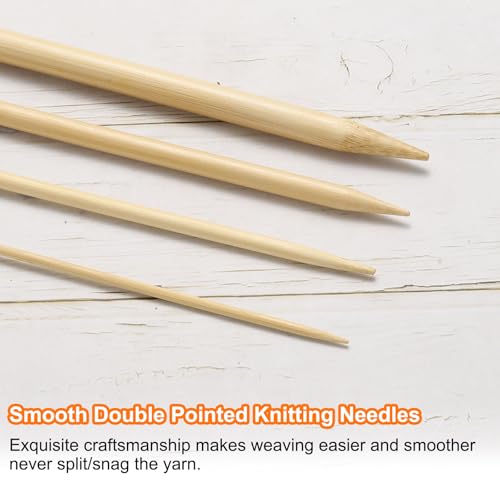 HARFINGTON 8Pcs Bamboo Knitting Needles Double Pointed Size US 9(5.5mm) 7.9 Inch(20cm) Straight for Handmade Creative DIY Knitting Craft Yarn Projects - size: US 9(5.5mm)