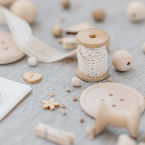 MECCANIXITY 36 Pcs 1.2"x2" Small Empty Thread Spools, Natural Color Unfinished Wooden Spools Wire Weaving Bobbins, Wire Weaving Bobbins for Embroidery DIY Sewing Machines Cord Jewelry Chain - color: Natural Color, size: 1.2"x2"