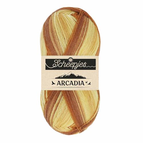 Scheepjes Arcadia Fingering Sock Yarn, 100g – 903 Savannah, Wool Blend - color: 903 Savannah