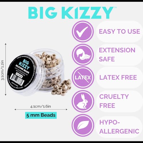 Big Kizzy Silicone Lined Microlink Beads 250pcs 5.0mm (Light Blonde) | for Invisible Application of Weft Hair Extensions - color: Light Blonde, size: 250 beads