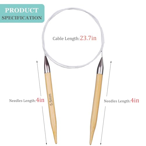 Weabetfu 32inch Bamboo Circular Knitting Needles US Size 9(5.5mm) | Premium Circular Needles Handmade DIY and Any Weave Yarn Projects,Include Knitting Accessories - size: US 9(5.5mm)
