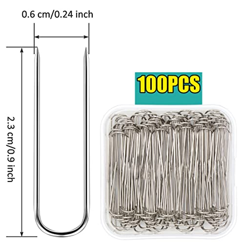 Sewing U Shaped Fork Pins for Fabric 100 Pcs Shadow Box Pins Multipurpose Stainless Steel Straight U-pins for Crafts Quilting Home Decor DIY Sewing Supplies