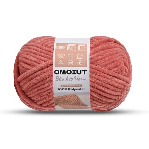 OMoiout Chunky Chenille Yarn for Crocheting, Soft Baby Blanket Yarn, #7 Super Bulky, Chunky Knit Blanket Crochet Yarn, 7 oz/109.4 yds Fluffy Velvet Amigurumi Yarn(Dusty Pink) - color: [Dusty Pink]