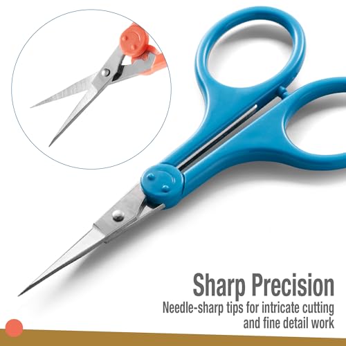 High Precision Detail Scissors Set (2-Pc) Sharp, Fine Tips | Paper Cutting, Scrapbooking, Sewing, Crafting | Stainless Steel | Protective Cover (Mid Century) - color: Mid Century