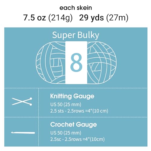 MABOZOO Tie Dye Chunky Yarn for Crocheting & Knitting, 8 Pack - Soft Plush Blue Fluffy Jumbo Chenille Yarn,Giant Thick Fuzzy Bulky(26 yds, 8 oz Each Skein) - color: Sky Blue,Dark Blue,White