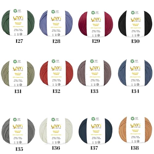 Babysoft Cotton Yarn, Yarn E-verse, 100% Organic Cotton, Soft & Hypoallergenic, Ideal for Baby Knitting, Crocheting, Amigurumi & DIY Projects, Organic Textile Certified, 50g (3, 116 Powder) - color: 116 Powder