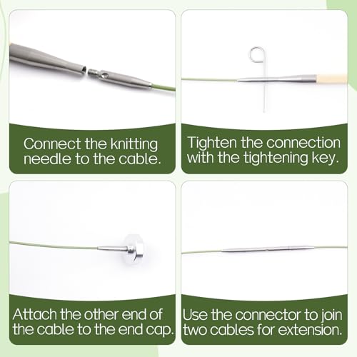 BsHooker Interchangeable Cables for Circular Knitting Needles 23.6 Inch | 360°Swivel Flexible Knitting Needles Cable - size: 24inch