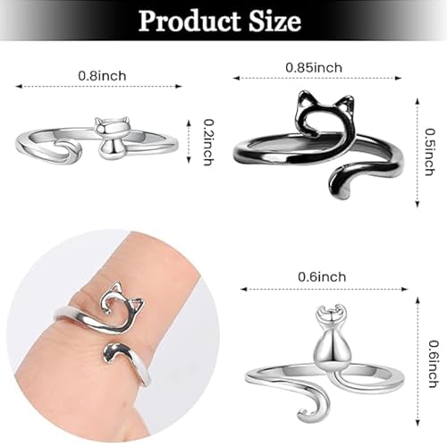 KYLELOVE Crochet Rings,Adjustable Crochet Yarn Tension Ring for Crocheting 4 Pcs Knitting Finger Tensioner Loop Cat Peacock Rings - color: 4 Pcs Cat