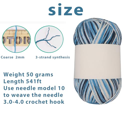 Threads for Knitting Yarn Crochet Yarn Rainbow for Crocheting Knitting Projects(Marine Blue) - color: Marine blue
