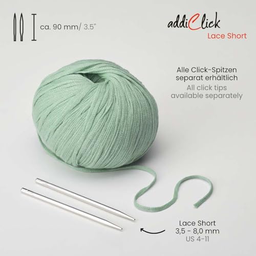 addi Click Lace Short Interchangeable Knitting Needle Tips 7.00mm - size: 7.00mm / US #10.75