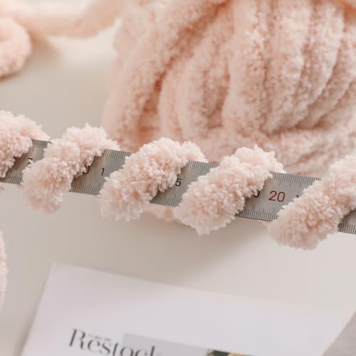 bearberry Jumbo Chenille Yarn, Super Bulky 10 - Extra Plush & Skin-Friendly for Chunky Knit Blankets, Arm Knitting & Crocheting 8-Pack (8oz/25yd Per Skein), Machine Washable, Ultra Soft, Pink - color: Pink