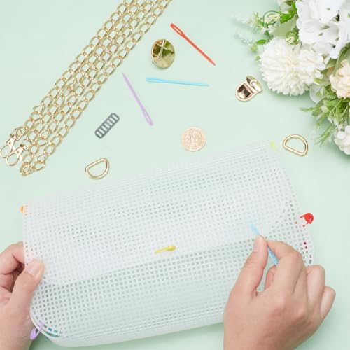 WADORN DIY Knitting Crochet Bags Kit, Acrylic Yarns Weaving Bag Making Materials Blank Mesh Plastic Canvas Sheets for Embroidery Cross Stitch DIY Women Handmade Bag Making Accessories, 10x5.9 Inch - size: 10x5.9 Inch