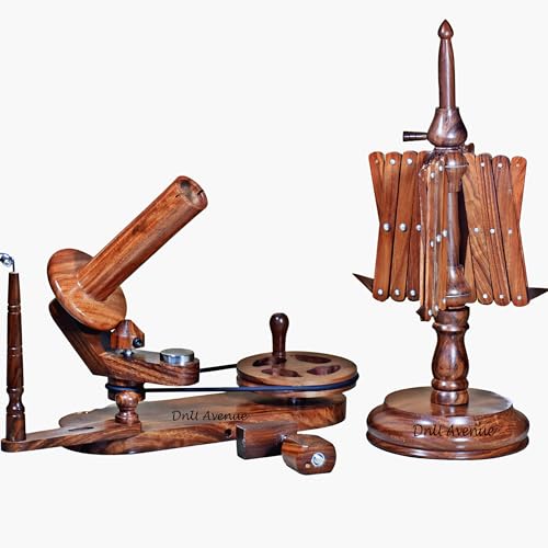 DnU Avenue Rosewood Yarn Winder and Swift Combo | Portable Wooden Yarn Ball Winder for Knitting and Crocheting | Large Capacity, Easy to Set Up, Stable - color: Yarn Winder & Swift