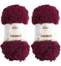 Himalaya Kuzucuk 2 Pack of Super Bulky Faux Fur Yarn 100% Polyester for Baby Blanket Chunky Thick Super Soft Plush Yarn for Crochet, Fluffy Yarn for Knitting (7.05 oz, 87 yds Each Skein) col.85617 - color: Burgundy