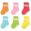 COUVER Baby Non Slip Grip Ankle Socks with Non Skid Soles for Infants Toddlers Kids Boys Girls - color: Girls Stripes, size: 0-12 Months