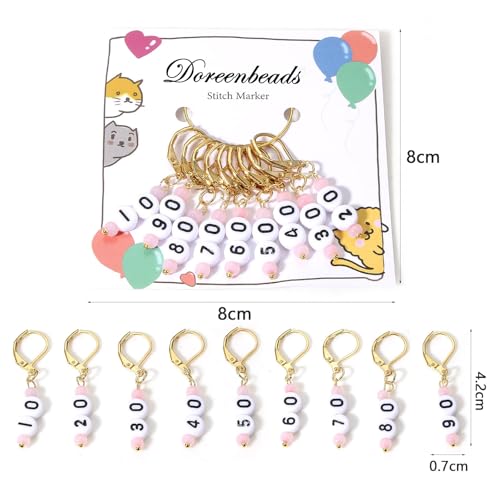 DoreenBeads Stitch Markers for Crocheting and Knitting | Alloy Enamel Crochet Marker Crochet Gifts for Knitting Weaving Sewing Accessories Quilting Jewelry Making - color: 10-90 Numbers Gold
