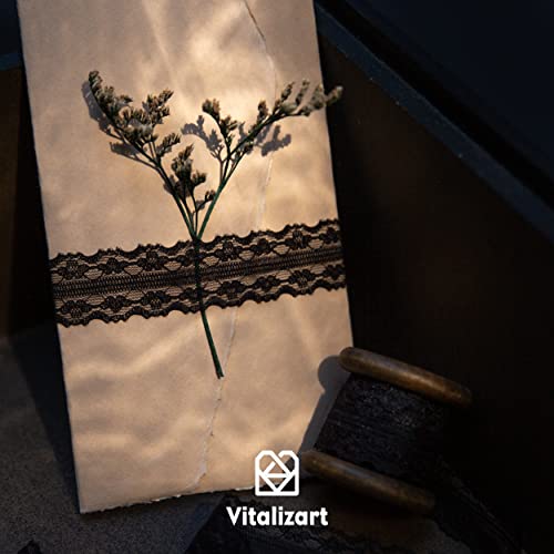 Vitalizart Blace Lace Ribbon Sewing Fabric 3 Rolls Floral Lace Trim 15 Yds | Wooden Spool Fabric Ribbons For Crafts Gift Wrapping Wedding Flower Bouquet Bridal Shower Baby Shower Birthday Hair Bows - color: Black
