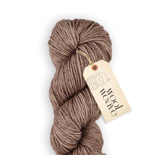 Woolweave Worsted Weight Yarn - 100% Extrafine Merino Wool Yarn for Knitting & Crocheting - Hand Dyed, Ultra-Soft & Warm - 100g Skein, 180 Yards - Machine Washable - color: Wood Ash