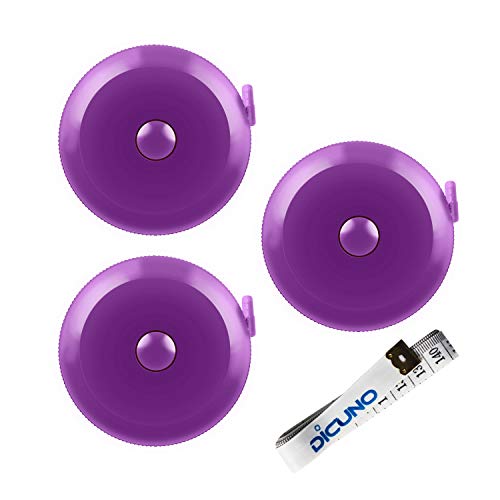 DiCUNO 3-Pack Soft Retractable Measuring Tape, 60-Inch 1.5 Meter, Purple | Measuring Tape for Pocket, Body Tailor Sewing Craft Cloth, Medical Nursing, Tape Measure - color: Purple*3pcs