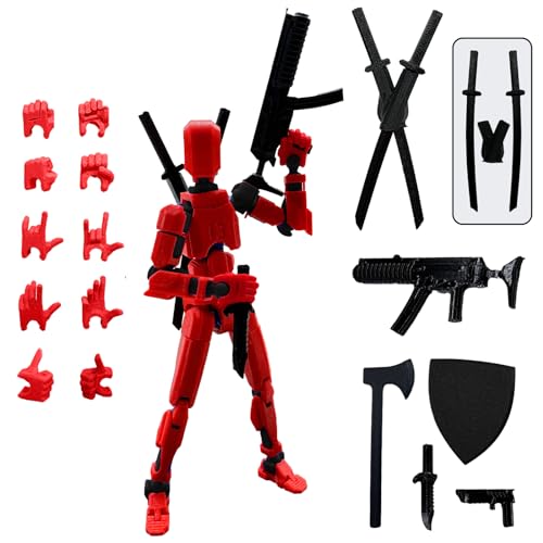 3D Printed Figure 5.54-inch Dummy13 with Weapon Expansion Set.(Bright Red) - color: Bright Red
