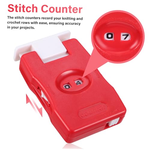 SEWACC 2 Pack Stitch Counters for Knitting and Crocheting Row Counter for Knitting Crochet Row Counter Compact Knitting Accessories for Beginners 2.75 X 1.69 X 0.39 in