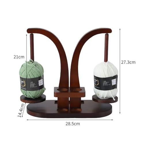 JUQWWQUJ Yarn Holder for Crocheting and Knitting,Yarn Spindle with Double Spindles,Magnetic Yarn Holder,Includes 9 Crochet Hooks,20 Stitch Markers,and 20 Hand Sewing Needles,Wooden Yarn Spinner