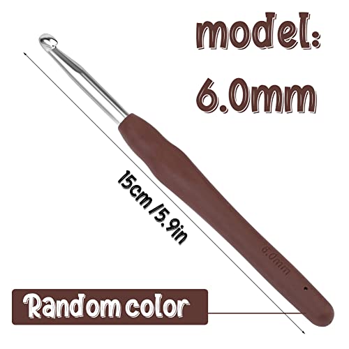 SHWAKK Crochet Hook, 6.0 mm Ergonomic Crochet Hook for Arthritic Hands | Crochet Needles, Knitting Needles with Soft Handle Beginners and Experienced Hobbyists (6.0 mm) - size: 6.0mm