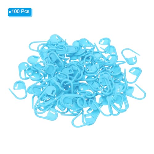 PATIKIL Crochet Stitch Markers, 100 Pack Plastic Knitting Markers Locking Stitch Marker for Sewing Crocheting DIY Craft, Light Blue - color: Light Blue