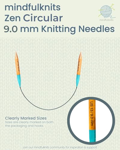 mindfulknits Zen Circular Knitting Needles - US 13, 9mm -16 Inch Length - Premium Beech Wood with Ombre Glossy Finish - Smooth Glide for All Projects - Teal - size: 9mm Teal