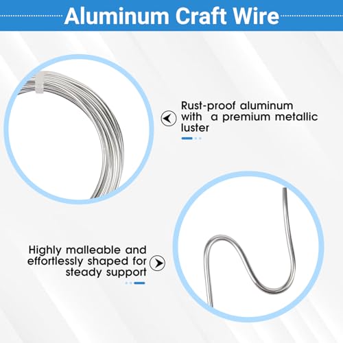 2 Rolls Aluminum Craft Wire, 9 Gauge (3mm) Flexible Metal Wire for Jewelry Making, 32.8 Ft (16.4 Ft/Roll) Bendable Armature Wire for Bonsai, Sculpting and DIY Crafts [Silver] - size: 9Gauge 16.4Ft Each, style: Silver