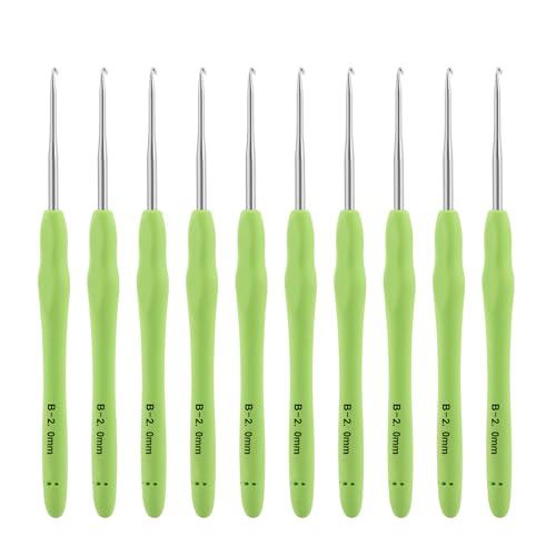 Vodiye 10pcs Crochet Hooks, Professional Extra Long 2mm, Ergonomic Handle, Crochet Needle for Beginners & Experienced Lovers - size: 10pcs - 2mm