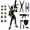 3D Printed Figure 5.54-inch Dummy13 with Weapon Expansion Set. (Black+Yellow) - color: Black+yellow