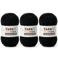 3 Black Soft Chenille Yarn for Crocheting, Fluffy Chunky Crochet Yarn for Baby Blanket, (10.58oz/393yds) Fuzzy Velvet Yarn for Amigurumi&DIY Puzzle、Crafts、Scarf - color: 3 Black
