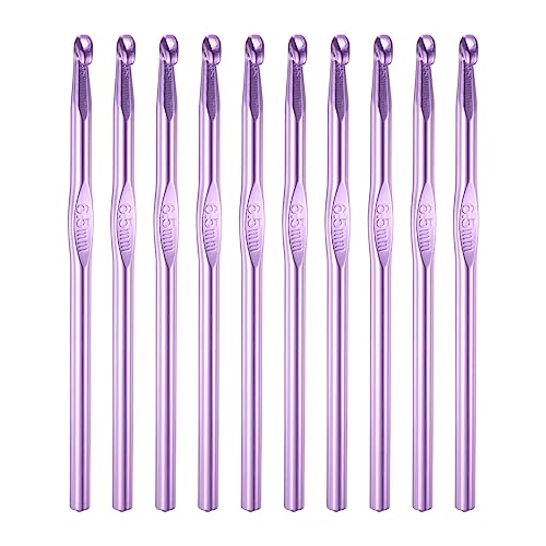 uxcell Aluminum Crochet Hook 6.5mm US Size K(Size 10.5) Needle Purple 10Pcs | Knitting Needles for DIY Craft Yarn - color: Purple, size: 6.5mm