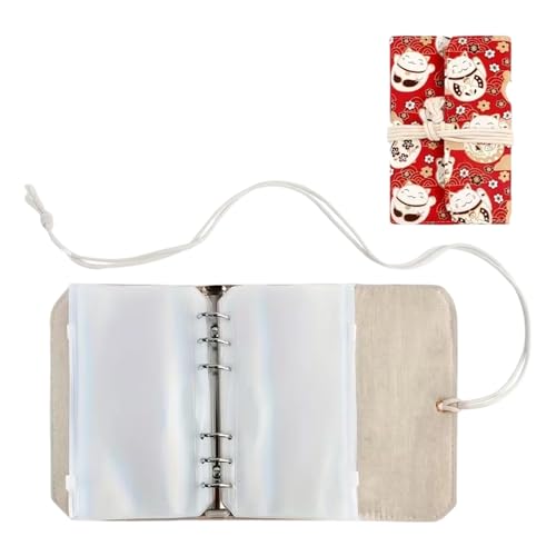 Knitting Needle Case, needle storage case with Detachable 6 Hole PVC Binder Pocket for Knittings Yarn Craft Tool Storage knitting needles organizer - color: red cats