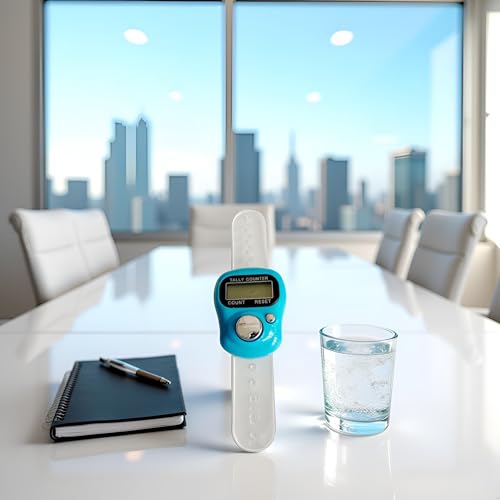 Finger Tally Counter,LED Digital,Clicker Counter,Digital Electronic Tasbeeh Counters,Handheld Number Click Counter,Electronic Counter Tally Counter,Track and Field Lap Counters (Sky Blue)