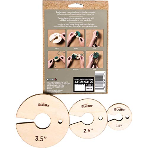 Bucilla 6 Piece Wood Pom Pom Maker, 3 Sizes