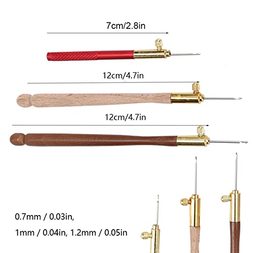 3Pcs Tambour Hooks Kit, Embroidery Crochet Hooks with 9 Needles, Wooden Handle French Tambour Hook Latch Beaded Needle for Embroidery Sequin Beading Knitting DIY Sewing