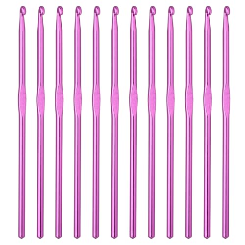 Abeillo 12 PCS Crochet Hook 4.5 mm Crochet Hooks Size 7 Aluminum Knitting Needles Craft Yarn, DIY Crochet Hooks Set for Knitting Scarf Hat - color: 4.5mm