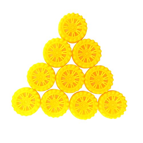 EUDAX 300 PCS 30mmx8mm Plastic Roll 2mm Dia Shaft Toys Wheel and 2mmx100mm STEM Shaft Round Rod Axles for DIY Toy RC Car Truck Boat Helicopter Model Part Building Projects (Yellow) - color: Yellow