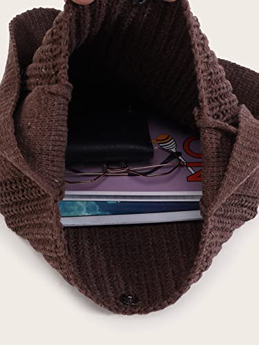 ENBEI Women's Crochet Tote Bag Aesthetic knit Shoulder bag beach tote - color: Brown