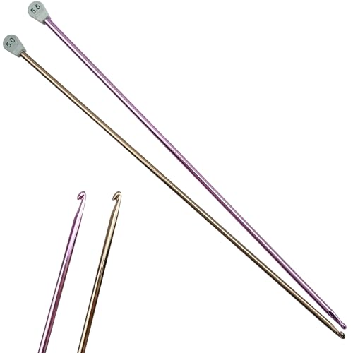 Hobekoee 2Pcs Tunisian Crochet Hook 5mm 5.5mm,Extra Long Crochet Hook 13.8in Afghan Crochet Needles Aluminum Tunisian Crochet for Beginner,Crocheting＆Knitting Lovers - size: 5.0mm/5.5mm