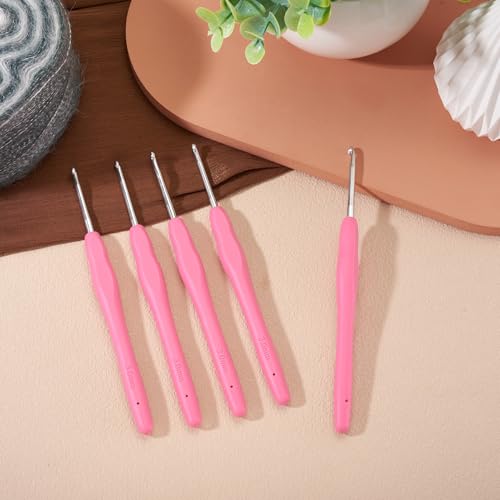 10 pcs Aluminum Crochet Hooks Knitting Needles Pin 3mm Random Color Smooth Silicone Handle Crochet Hook Craft Yarn for Beginners Handmade DIY Knitting Scarves Sweater Hat Clothing Accessories - color: Pin 3mm