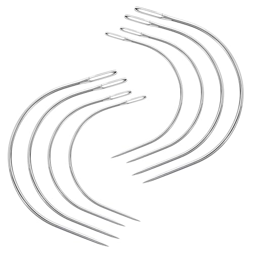 TIESOME 8 PCS 4 Sizes Curved Needles, Sewing Curved Needles Heavy Duty Leather Hand Sewing Needles C Sewing Needles for Leather Projects Carpet or Canvas Wig Making(2/2.5/3/3.5 Inch)