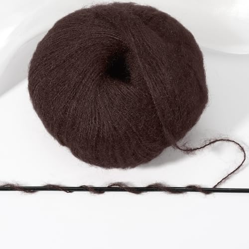 PATIKIL 2 Skeins Mohair Yarn, Soft Yarn Faux Mohair Fuzzy Fur Fine Fluffy Yarns Thin for Crocheting Knitting Sweater Scarf Hat Crafts Blanket Rug, Coffee - color: Coffee